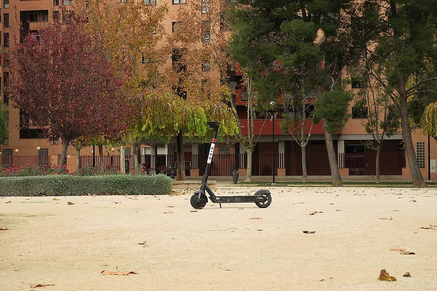 e-scooter, elektrický skútr, park, podzim