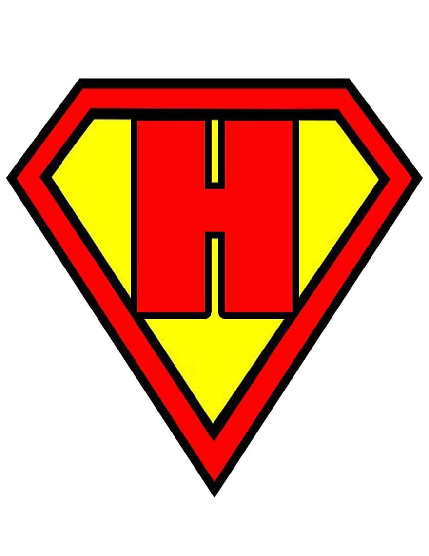 brev, h, superman, stil, rød, gul, flag, dekoration