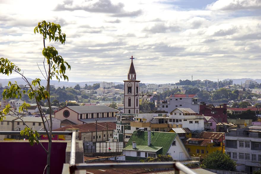 templom, épület, város, Antananarivo, Tanana, távlati, utazás, Madagaszkár