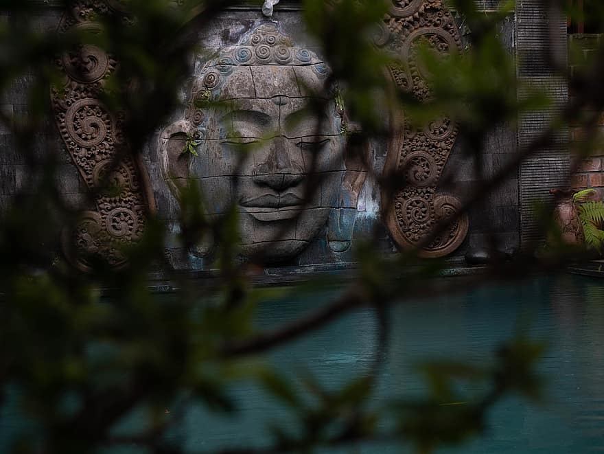 buddha, pool, grene, fredfyldte