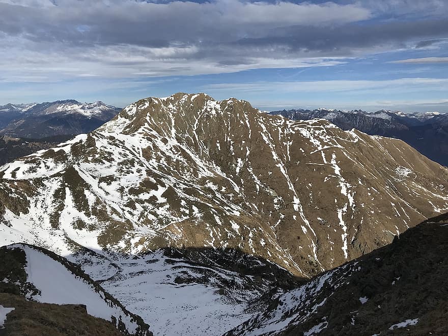 Panorama vanaf de Gazzirola, alpiene route, Alpen, lopen, hemel, tops, excursies, wandelen, bergen, natuur, wolken