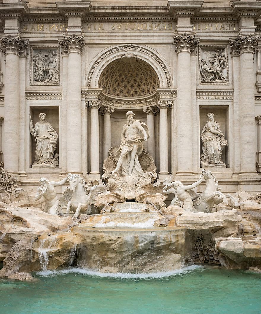 Rome, Trevi, Trevi Fountain, Fountain, Water, Source, Italy, Antique, Ancient, City Trip, City