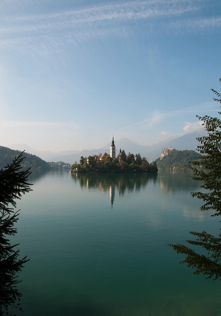 Lake Bled, Slovenya, doğa, göl, ada