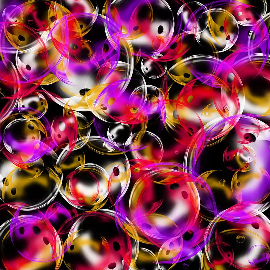 Bubbles, Background, Photoshop, Orange, Purple, Red