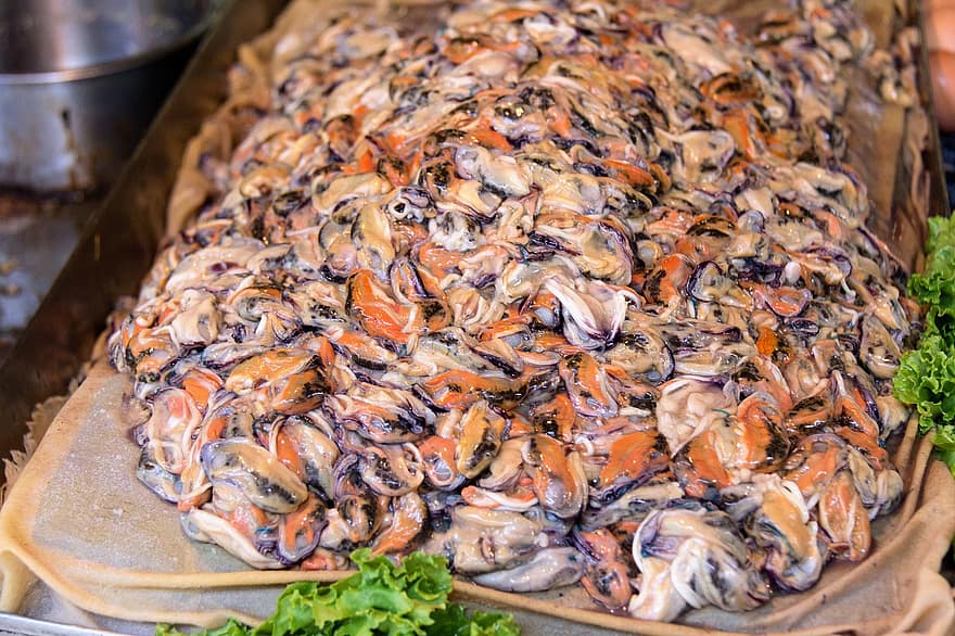 Seafood, Mussels, Market, Food, freshness, gourmet, meal, fish, healthy eating, cooking, close-up