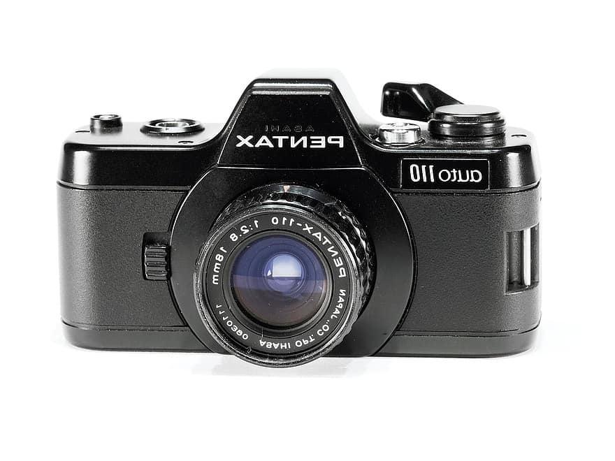telecamera, strumento, dispositivo, fotografia, Fotocamera-asahi Pentax-110