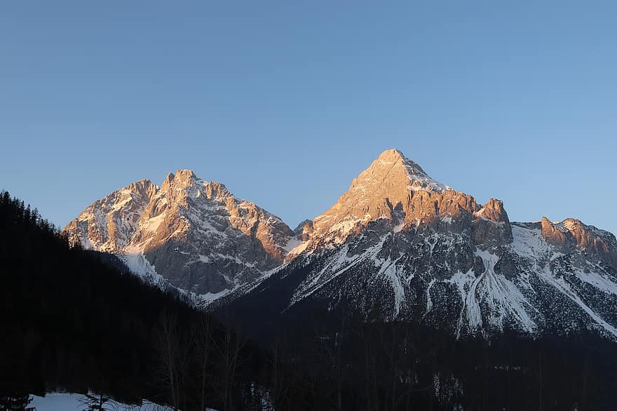 gunung, alam, perjalanan, eksplorasi, di luar rumah, pegunungan Alpen, tyrol, Austria, musim dingin, hutan, salju