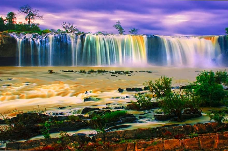 водопад, thác dray nur, подари мне, Даклака, Вьетнам, пейзаж, пустыня, декорации, натуральный, дикий, на открытом воздухе