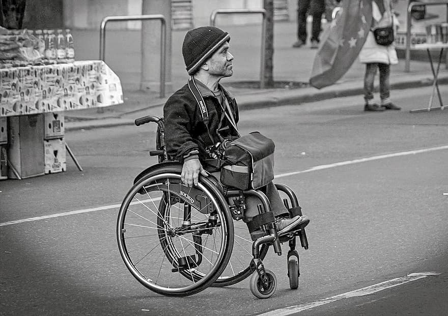 sedia a rotelle, Disabilitato, budapest, dimostrazione, dimostratore, portatori di handicap, invalidità, accessibilità, mobilità, Salute, paraplegico