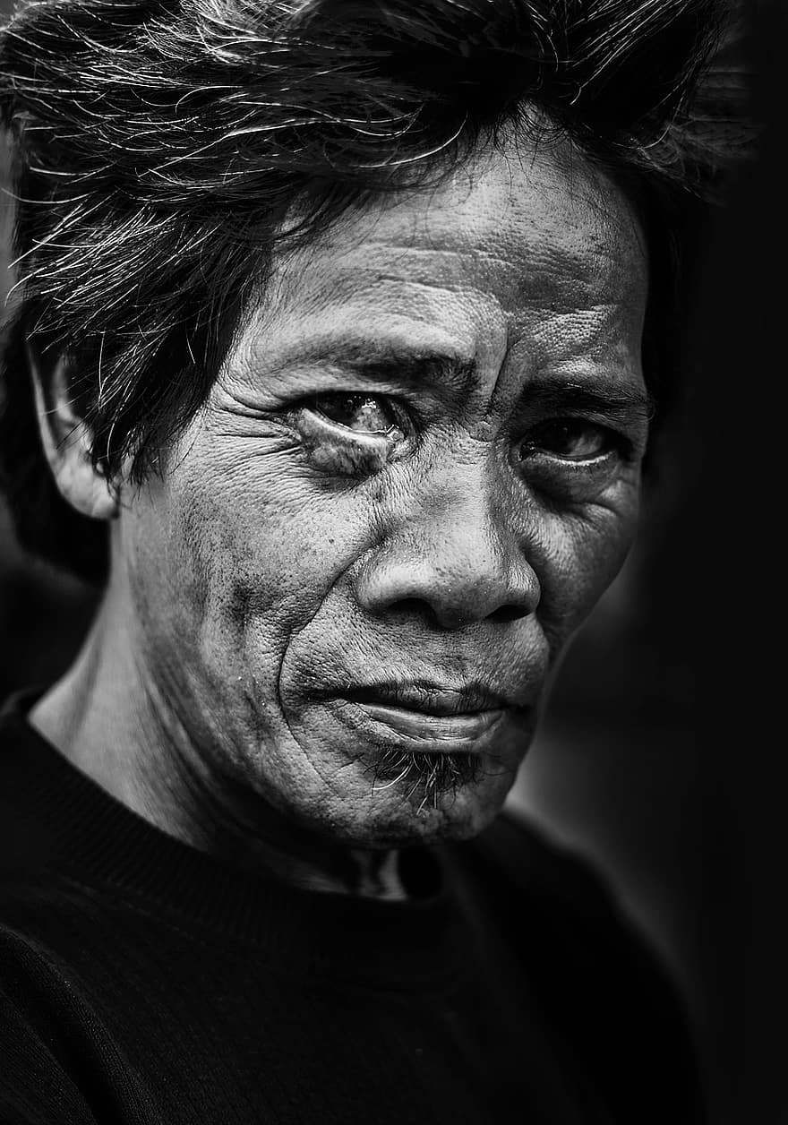 γέρος, βιετναμ, πορτρέτο, ασιατικός άνθρωπος, άνδρας