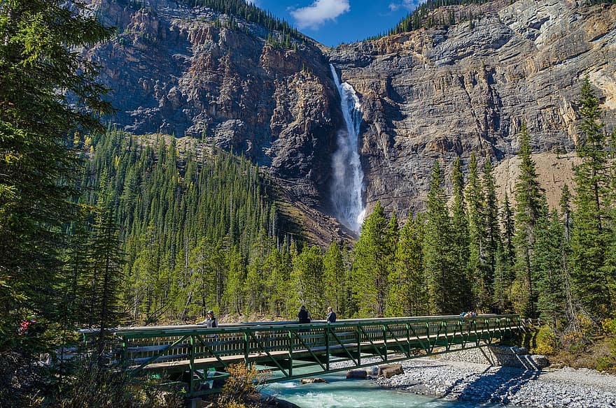 Waterfall, Bridge, Mountains, Tourist Attraction, Travel Destination, River, Trees, Woods, Forest, Nature, Mountain Range