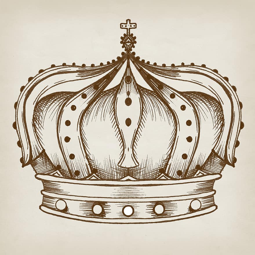 Crown, King, Royal, History, Vintage, Sketch, Greeting, Card, Romantic