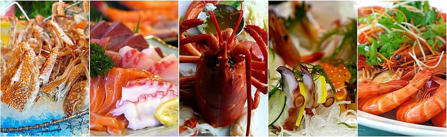 Fruit de mer, collage, collage de nourriture, aliments