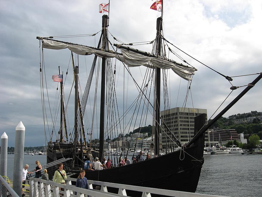 tàu, thuyền, bằng gỗ, biển, cũ, hải lý, thuyền buồm, mang tính lịch sử