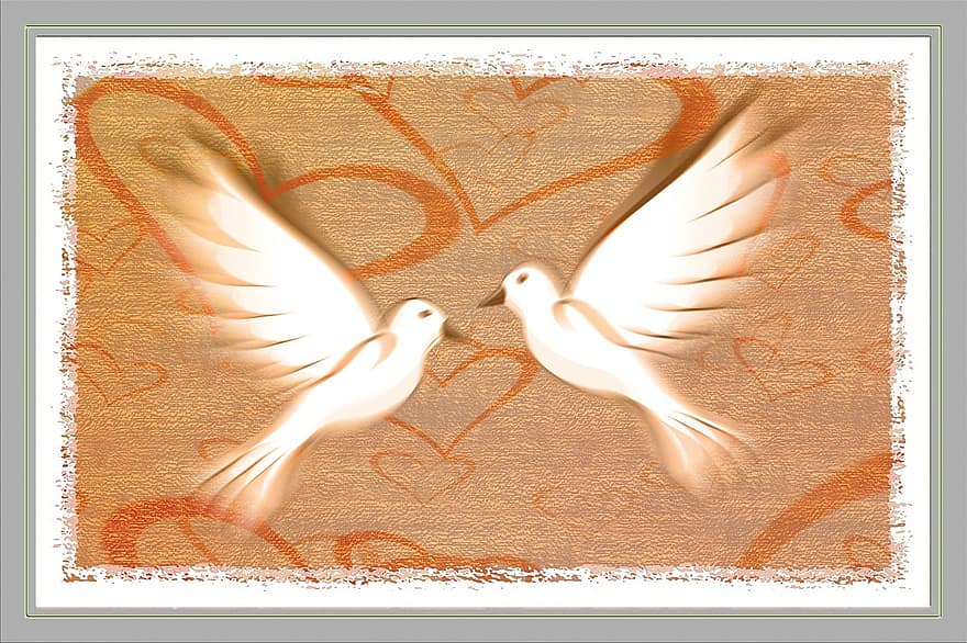 Peace Dove, Peace, Pigeons, Heart, Silhouette, Love, Luck, Abstract, Relationship, Valentine's Day, Romance