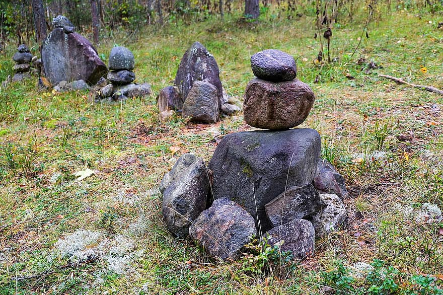 Cairns, stenen, balans, stapel, stack, rotsen, zen, geestelijk, meditatie
