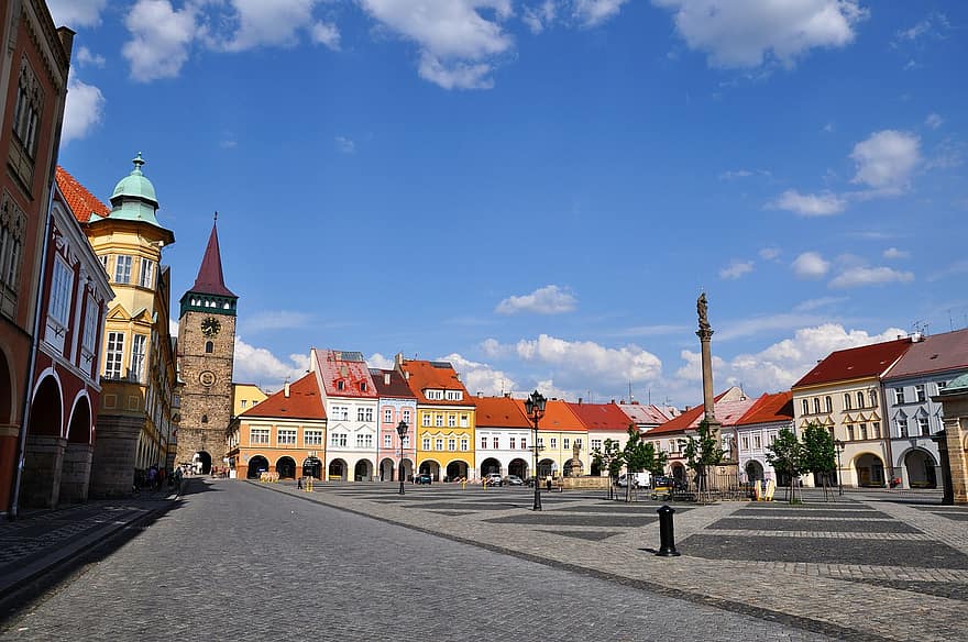 marché, église, les monuments, carré, vieille ville, République Tchèque, Jiczyn, ville, penthouse, l'histoire