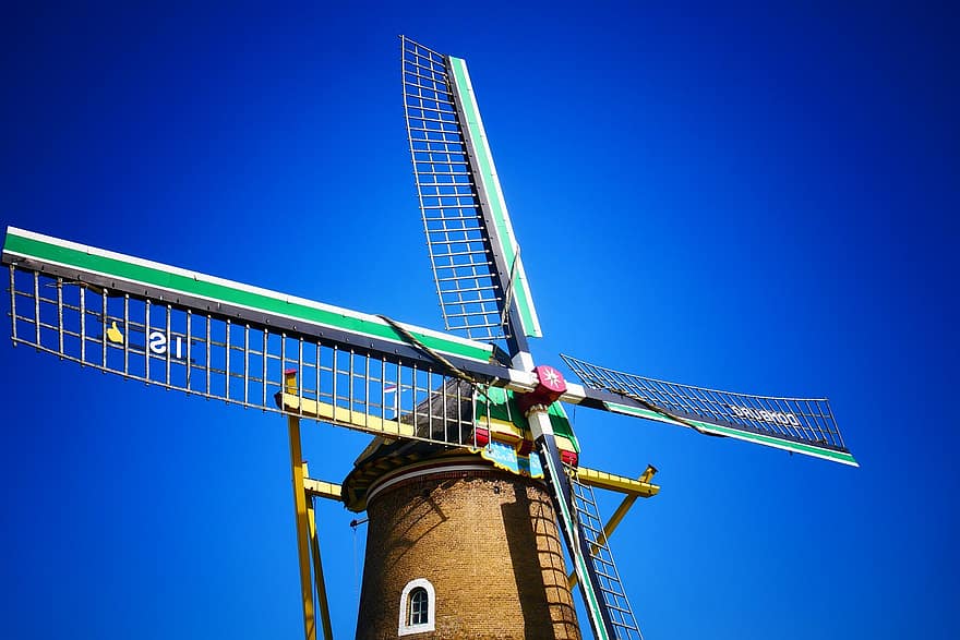 väderkvarn, vindturbin, nederländerna, attraktion, holland