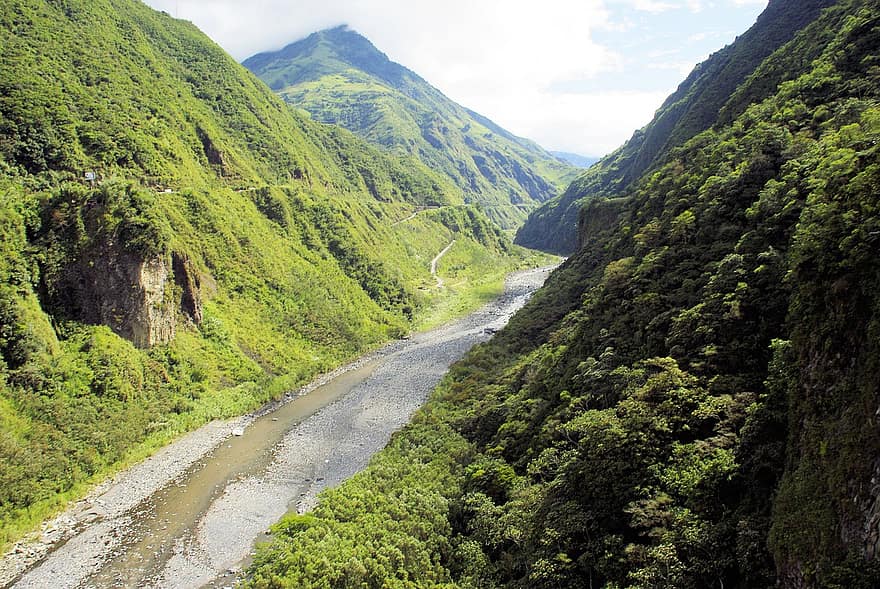 muntanyes, vall, barranc, canyon, riu, arbres, bosc, naturalesa, paisatge, Rio Verde, ecuador
