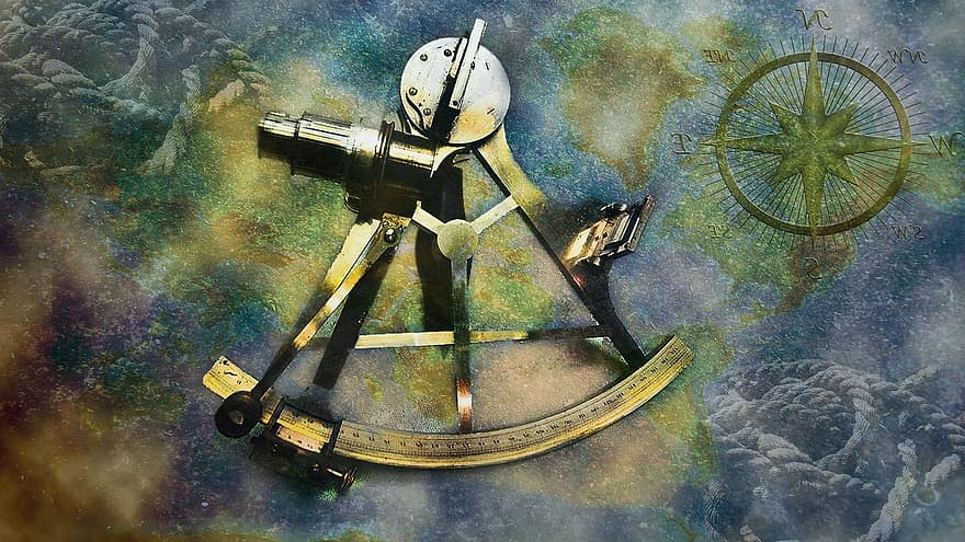 sextant, navigace, bodů kompasu, kompas