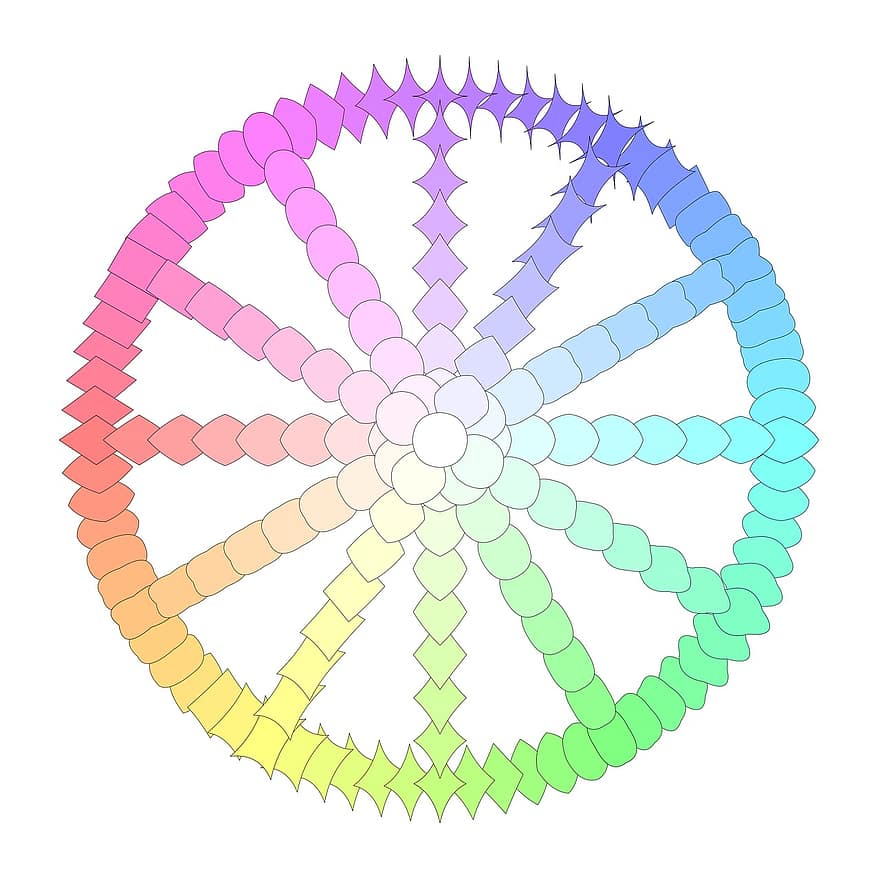 đa giác, sự phát triển, bánh xe, hình học, hình dạng, dạng hình tròn, quang phổ, nhiều màu, màu sắc, cầu vồng, vòng tròn