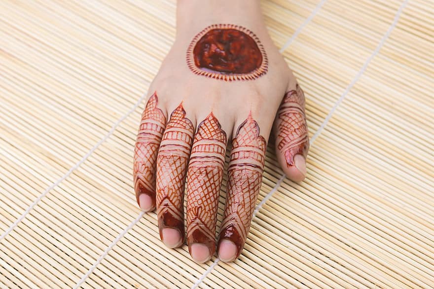 Mehndi, henna, hånd, kunst, kropskunst, kropsmaling, henna tatovering, tatovering, indian, indiske brud, indisk kultur