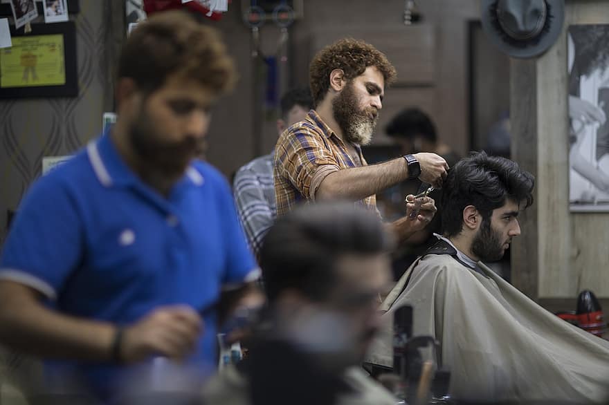 Jorj Frizētava, darbu, nodarbošanās, Bizness, Irāna, Mashhad City, vīriešiem, mati, persona, salons, bārda