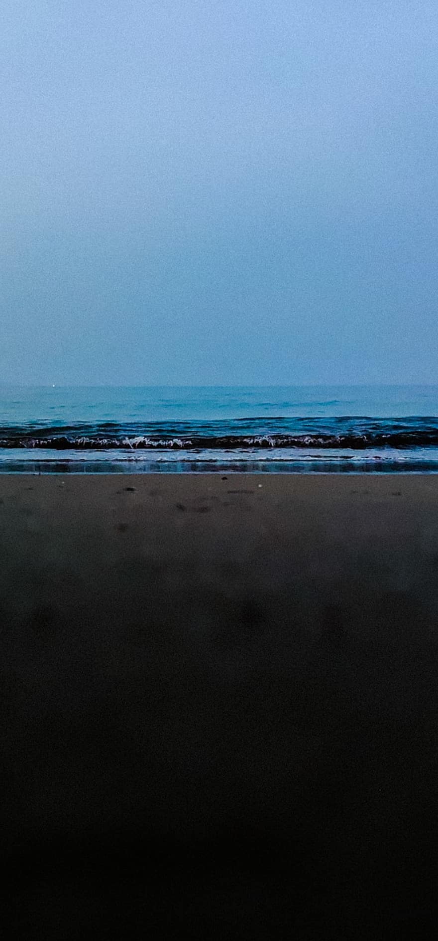 playa, mar, noche, arena, costa, agua, ola, naturaleza, horizonte, cielo, oscuro