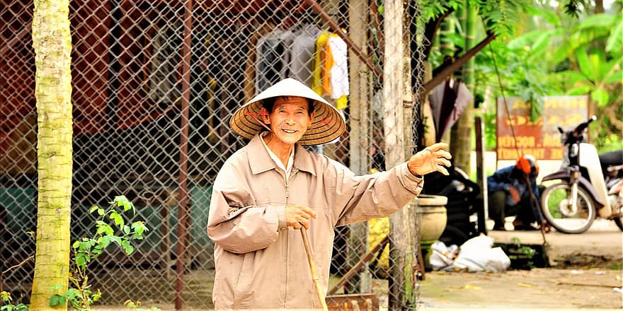 فيتنام ، رجل ، مزارع ، آسيا ، صورة ، الذكر ، ابتسامة
