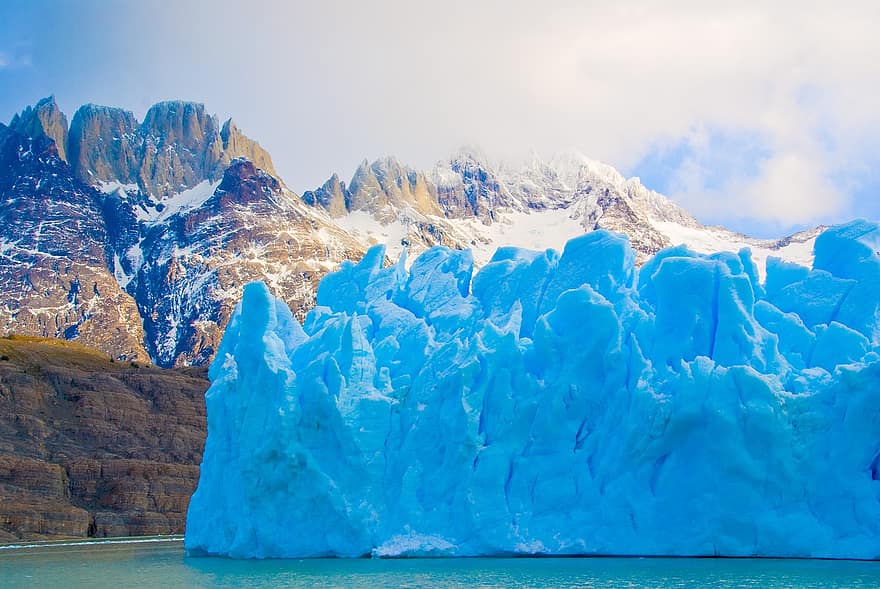 naturaleza, glaciar, Patagonia, invierno, temporada, clima, nieve, hielo, montaña, azul, paisaje