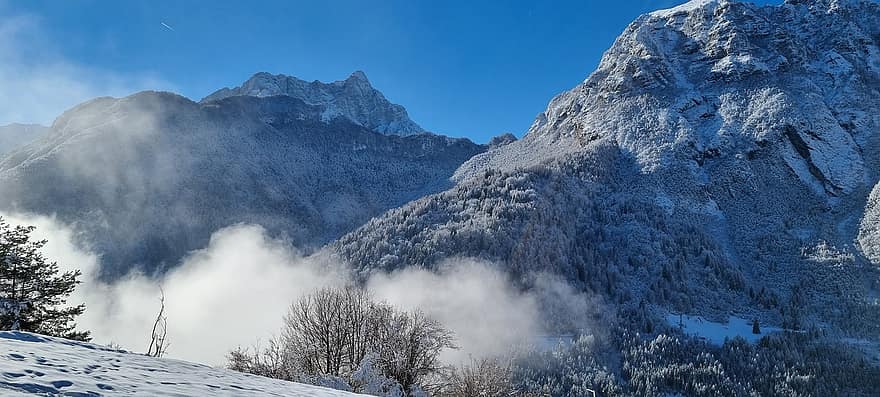 Friuli-venezia Giulia, Vajont Valley, Dolomites, Mountains, Snow, Winter, Nature, Landscape, mountain, mountain peak, ice