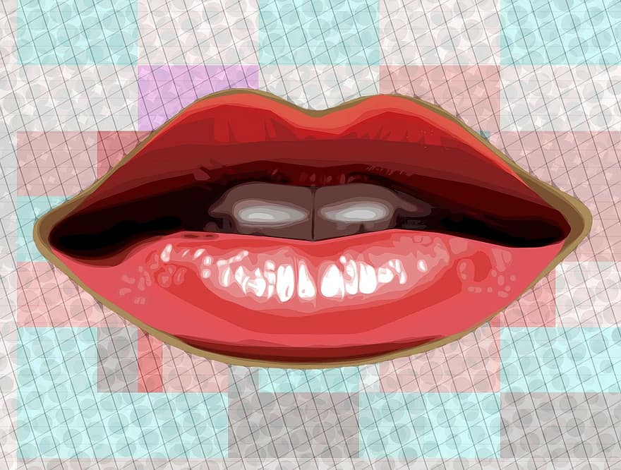labios, diseño, efecto, Medios tonos