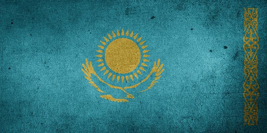 カザフスタン、旗、国旗、アジア