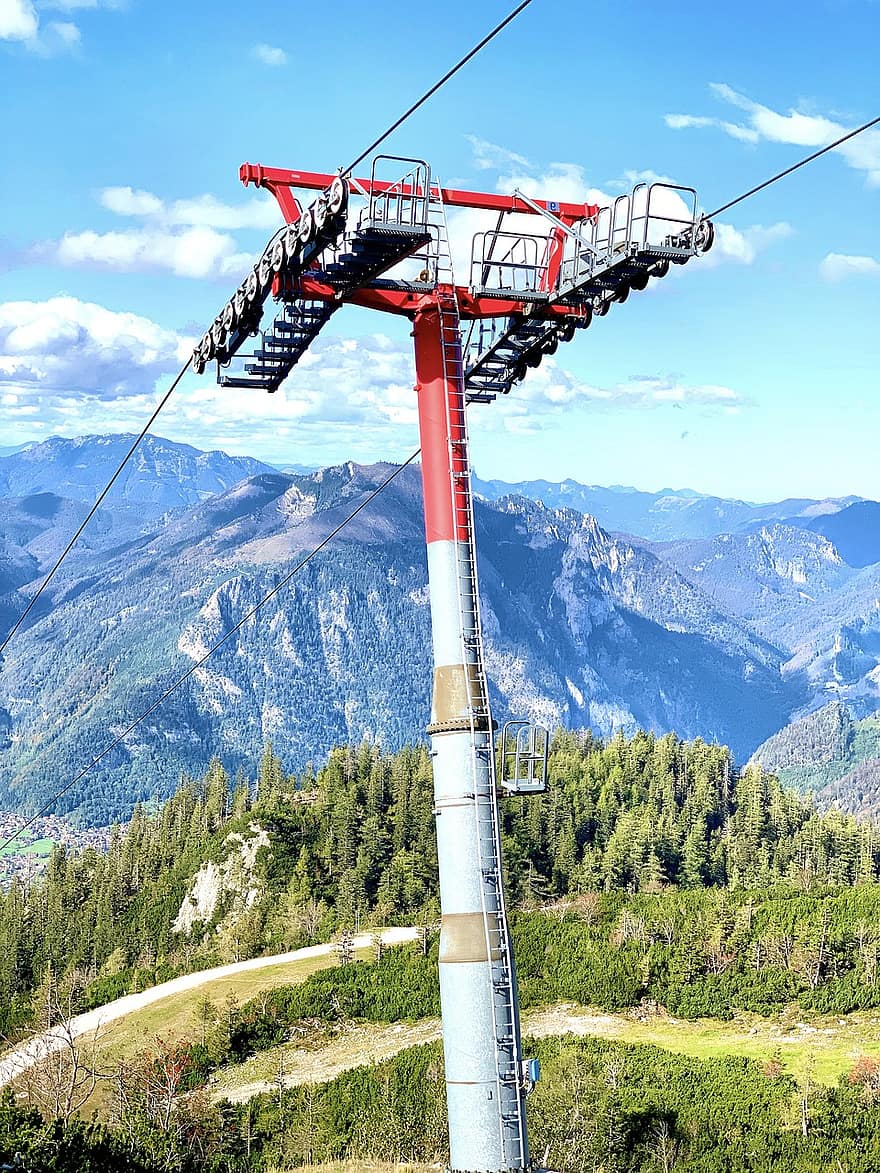 планини, кабинков лифт, гондола, Австрия, сняг, природа, горната австрия, ски зона