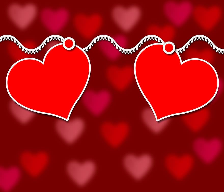 кохання, романтичний, день святого Валентина, символ, форму, серце, дизайн, картки, боке