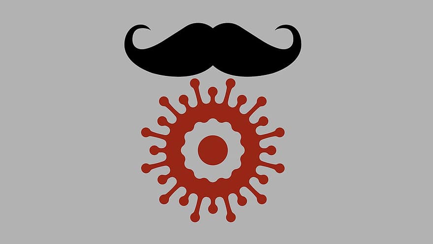 coronavirus, virus, covid-19, Virusinfektion, pandemi, epidemi, sjukdom, illustration, mustasch, vektor, symbol