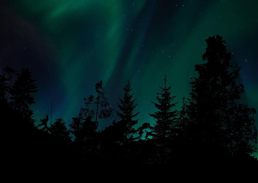 Sky, Northern Lights, Atmosphere, Green, Space, Landscape, Phenomenon, Astronomy, Colorful