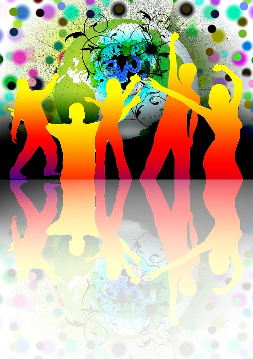 Silhouette, Menschen, persönlich, Mensch, Bewegung, springen, tanzen, Licht, Lebenslust, Lebensfreude, Party