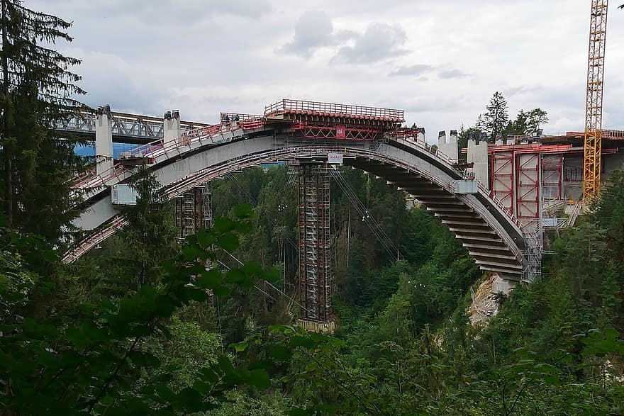 bro, bue bro, websted, byggeplads, arkitektur, echelsbacher broen