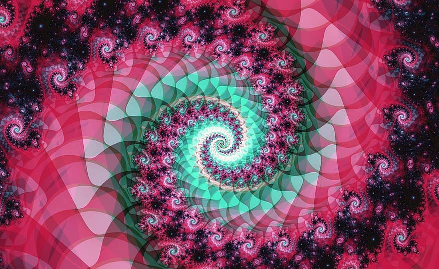 fraktal, spiralformet, vortex, rød, magenta, kunst, mønster, abstrakt, baggrunde, dekoration, illustration