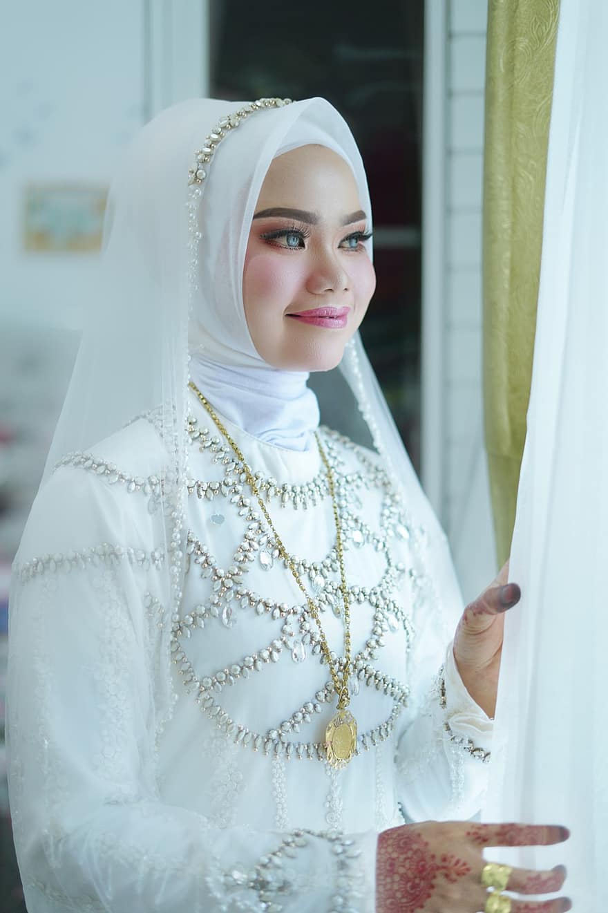 Frau, Hijab, Modell-, Porträt, Herrlich, traditionell, Muslim, muslimische Frau, weibliches Modell, Asien