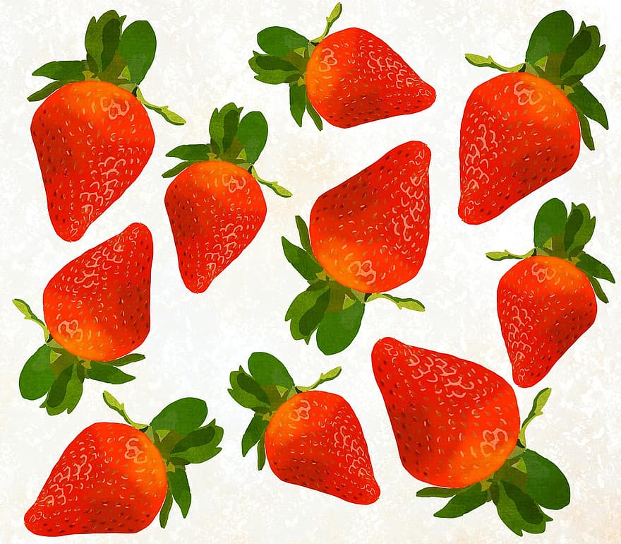 illustration, ritning, jordgubbe, design, bakgrund, natur, konst, mönster, färgrik, frukt, saftig