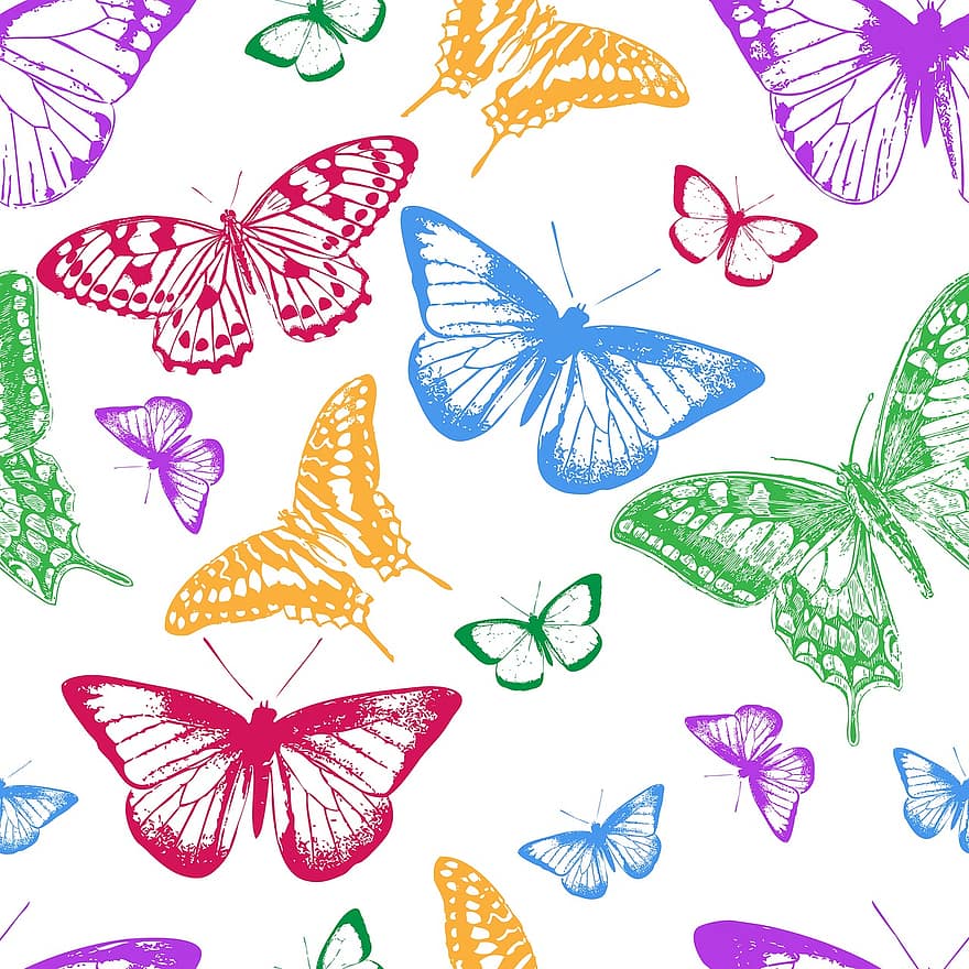 vlinder, vlinders, wijnoogst, kleurrijk, kunst