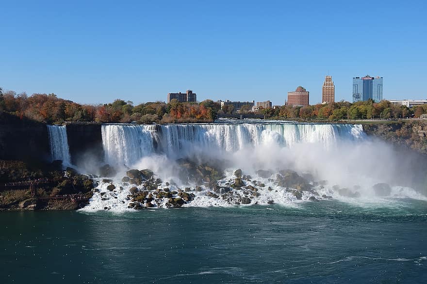 Niagara vízesés, vízesés, Kanada, természet, víz, ősz, folyó, híres hely, eső, kék, tájkép