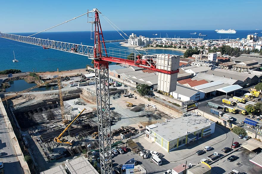 Construction, Crane, Sea, Building, Aerial, Cruise