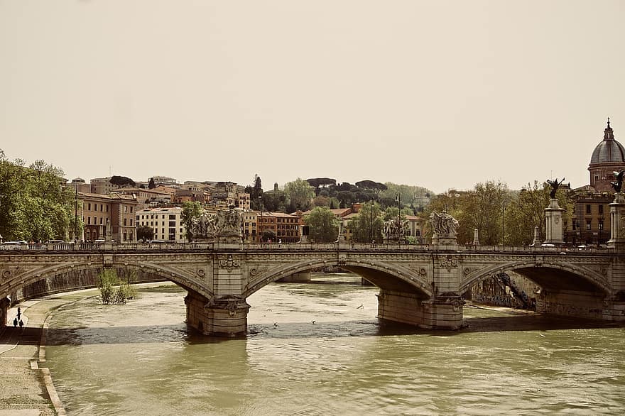 Rome, rivière, pont, L'Europe , Italie