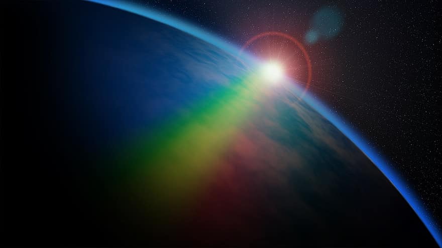 Rainbow, Space, Planet, Science, Earth, Astronomy, World, Globe, Solar, Sun, Atmosphere
