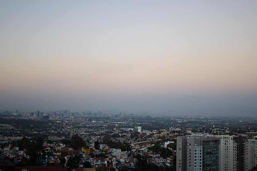 binalar, ufuk çizgisi, Meksika şehri, Meksika, şehir manzarası, Cityscape, gün batımı, akşam karanlığı, dış yapı, gece, gökdelen