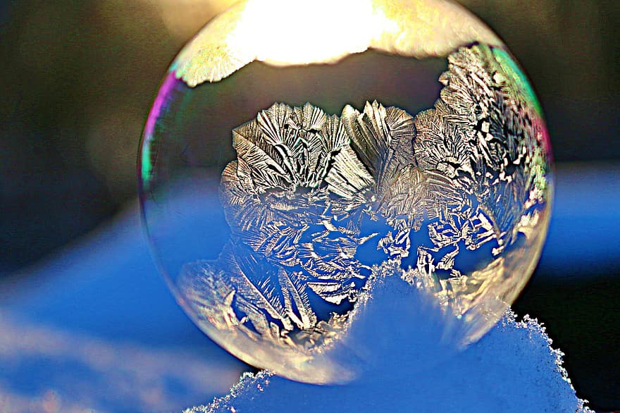 ledová bublina, bublina, mráz, led, mráz koule, zmrazené bubliny, ledový míček, zimní, ze, ledový krystal, mráz bublina