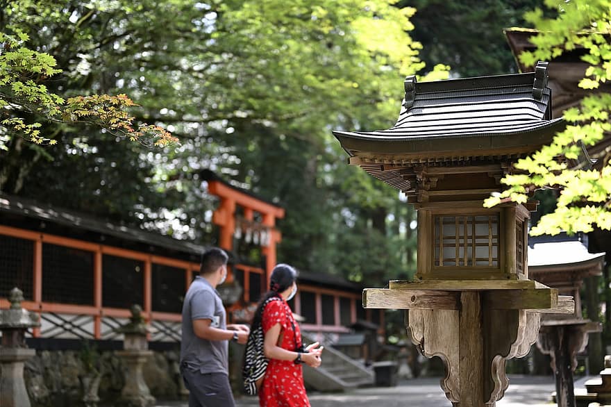 koyasan, храм, фенер, Япония, манастир, исторически, туристическа атракция, туристи
